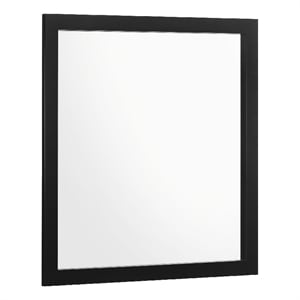 Benjara Dle Rectangular Dresser Mirror- Flush Frame- Flat Glass- Black Wood