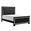 Benjara Alen 4 Pc Queen Size Bedroom Set- Button Tufting- Mirror Trim- Black