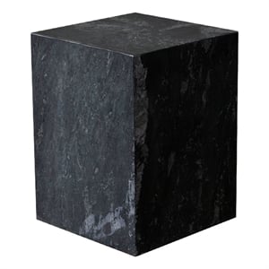 Benjara Rey Side End Table- 15&quot Square Natural Black Marble Pedestal