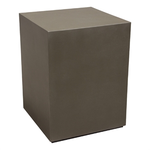 Benjara Viko Side End Table- 20&quot Natural Cement Gray Square Pedestal