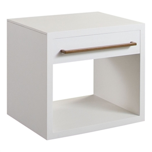 Benjara Ceny Side End Table- 1 Drawer- 26&quot White Solid Mango Wood