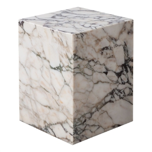 Benjara Rey Side End Table- 15&quot Square Natural Viola Marble Pedestal