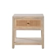 Benjara Sley Side End Table- Rattan Woven- Natural Brown Mango Wood 24 Inch