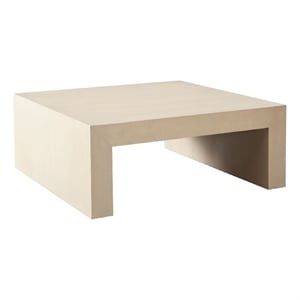 Benjara Somy Modern Coffee Table- 40&quot Square Top- Wide Panel Legs- Natural Gray