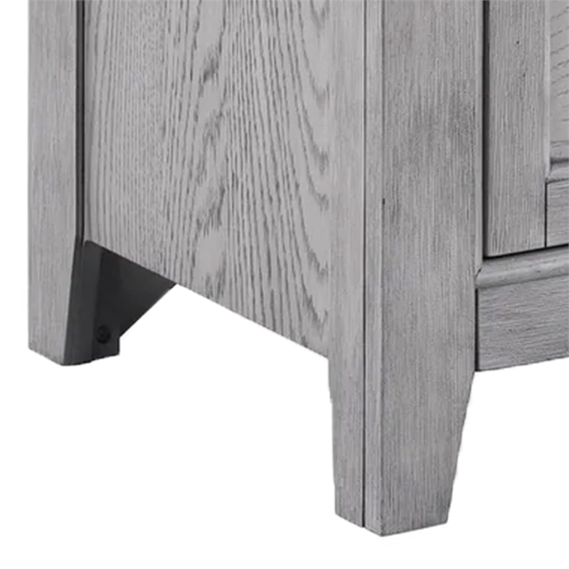 Benjara Bix Nightstand- 2 Dovetail Drawers- Bronze Handles- Light Gray