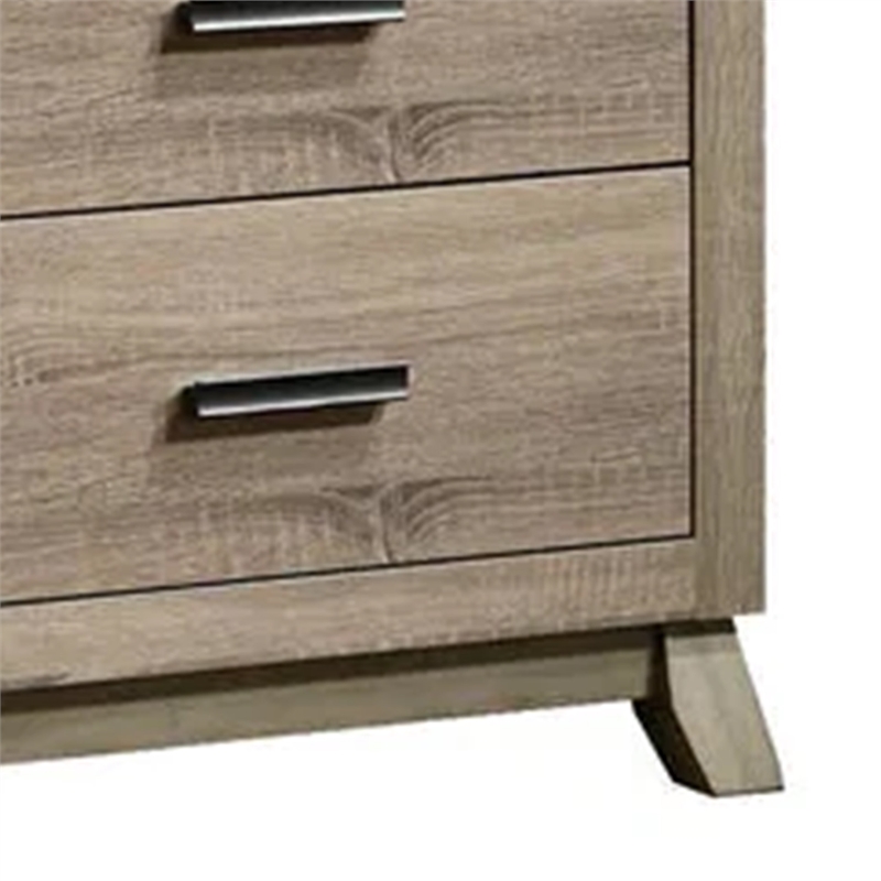 Benjara Tily Nightstand w Wall Panel- 2 Drawers- White Faux Stone Top- Brown