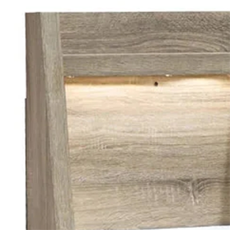 Benjara Tily Nightstand w Wall Panel- 2 Drawers- White Faux Stone Top- Brown