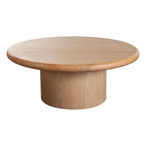 Benjara Camy Coffee Table- 41&quot Round Top and Pedestal Base- Light Oak Brown
