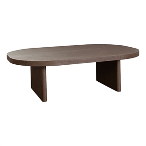 Benjara Peny Coffee Table- 47&quot Oval Top with / Panel Legs in Dark Oak Brown