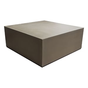 Benjara Viko Cocktail Coffee Table- 39&quot Natural Cement Gray Square Body