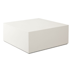 Benjara Viko Modern Square Coffee Table- White Wood Faux Concrete Finish- 39&quot