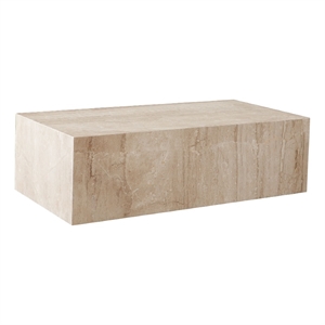 Benjara Rey Cocktail Coffee Table- 48&quot Rectangular Natural Beige Marble Body