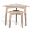 Benjara Liom Nesting Side Table Set of 2-Triangular Top-Natural Brown Mindi Wood