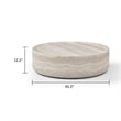 Benjara Cid Bena Large Coffee Table- Beige Travertine Sculptural Design- 43 Inch