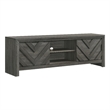 Benjara Velz TV Media Stand Cabinet- 2 Chevron Doors. Open Shelves- Dark Gray