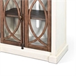 Benjara Camie TV Media Console- 4 Glass Cabinet Doors- White Solid Wood- 91 Inch