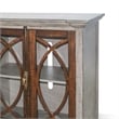 Benjara Camie TV Media Console- 4 Glass Cabinet Doors- Gray Solid Wood- 91 Inch