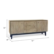Benjara Claire Buffet Server Console-3 Drawers 2 Cabinets-Wheat-Black Mindi Wood