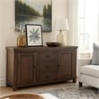 Benjara Camie Buffet Cabinet- 3 Drawers- Wine Racks- Brown Mahogany Wood