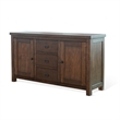 Benjara Camie Buffet Cabinet- 3 Drawers- Wine Racks- Brown Mahogany Wood