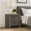 Benjara Velz Nightstand- 2 Drawers- Metal Finger Pull Handles- Dark Gray Wood