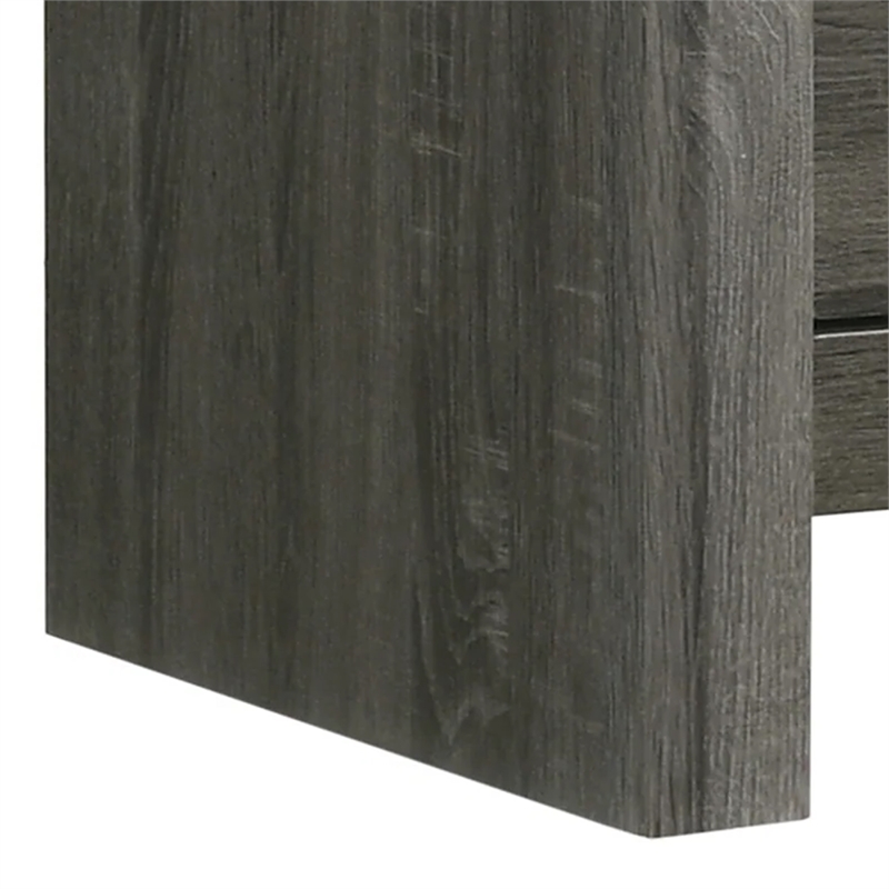 Benjara Velz Nightstand- 2 Drawers- Metal Finger Pull Handles- Dark Gray Wood