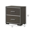 Benjara Hez Nightstand- 2 Drawers- Silver Trim- Modern Dark Brown Finish
