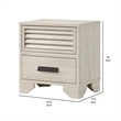 Benjara Sary Nightstand- 2 Drawers- Black Finger Handles- Off White Wood