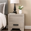 Benjara Sary Nightstand- 2 Drawers- Black Finger Handles- Off White Wood