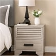 Benjara Sary Nightstand- 2 Drawers- Black Finger Handles- Off White Wood