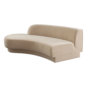 Benjara 84&quot Zema Curved Left Facing Sofa Chaise - Camel Brown Fabric