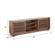 Benjara Jave TV Stand Media Cabinet- Slatted Doors- Shelves- Brown Wood- 85 Inch