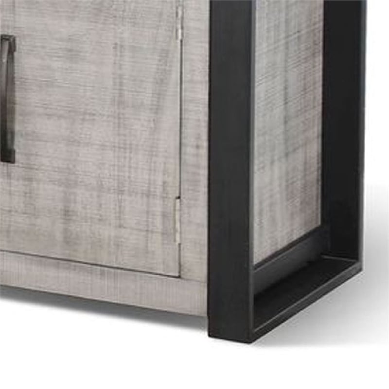 Benjara Zeka TV Console w/ Electric Fireplace Insert Space- Soundbar Shelf- Gray