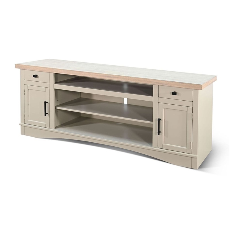 Benjara Sely- TV Media Entertainment Cabinet- 78 Inch- 2 Drawers 2 Doors- Beige