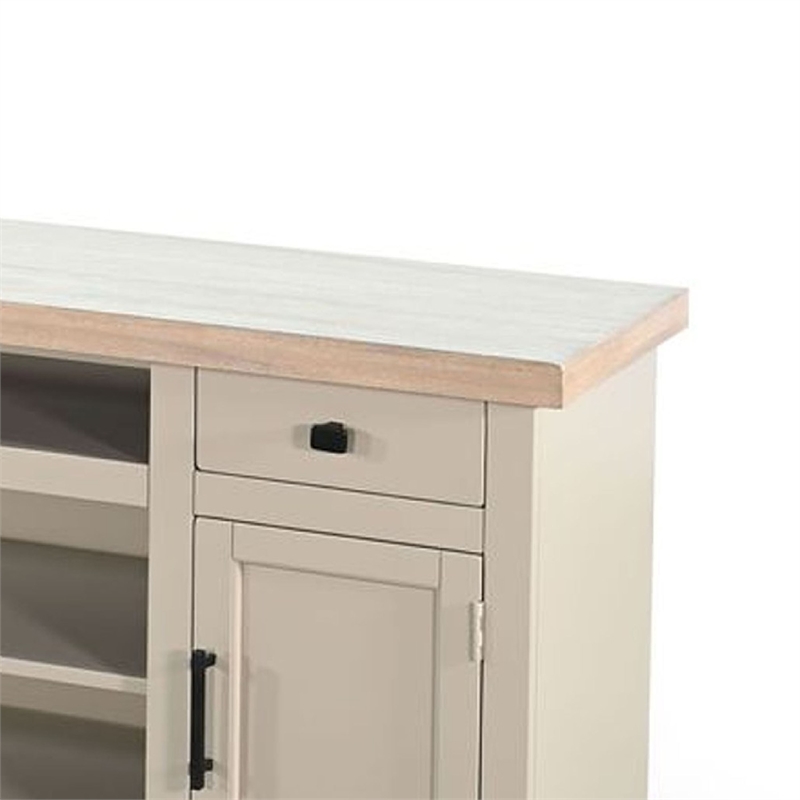 Benjara Sely- TV Media Entertainment Cabinet- 78 Inch- 2 Drawers 2 Doors- Beige