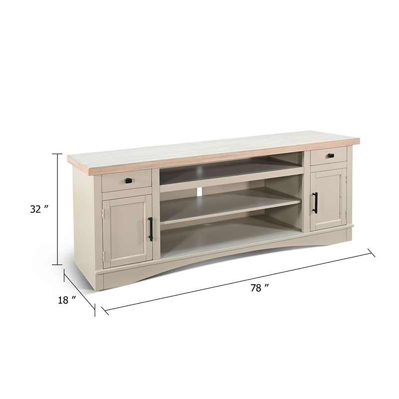 Benjara Sely- TV Media Entertainment Cabinet- 78 Inch- 2 Drawers 2 Doors- Beige