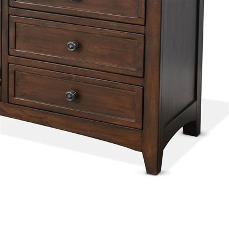 Benjara Lesy TV Media Entertainment Console- 82 Inch- 6 Drawers 2 Doors- Brown