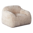 Benjara Accent Lounging Chair- Natural White Faux Fur- 44
