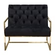 Benjara Masy Accent Armchair- Black Tufted Velvet Angled Seat & Back- Gold Legs