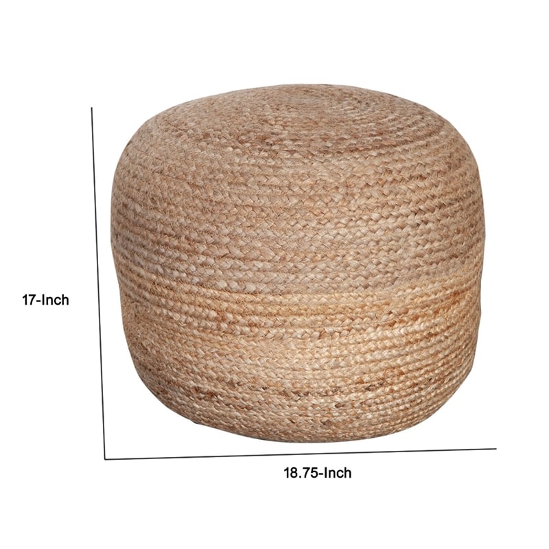 Benjara Poby Round Ottoman Pouf- 19