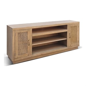 Benjara Ryle TV Media Entertainment Console- 78&quot- Open Shelves 2 Doors- Brown
