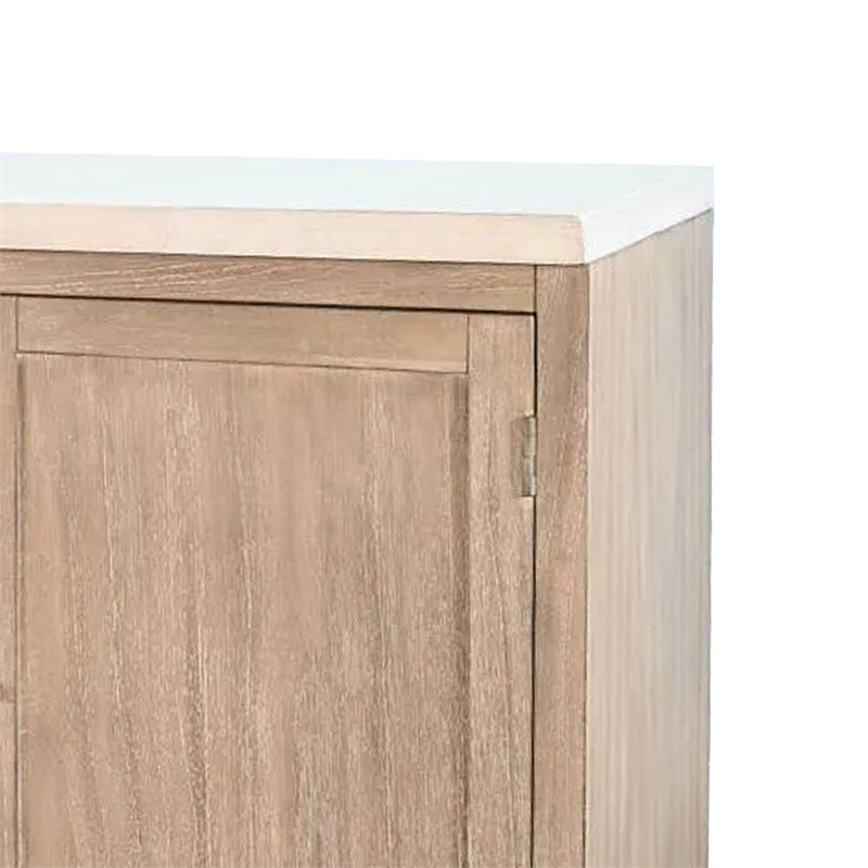 Benjara Dilly Sideboard Buffet Cabinet- 60 Inch- 4 Drawers 2 Doors- Gray Top