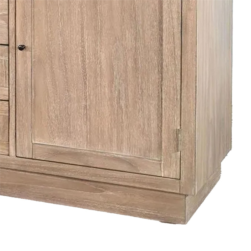 Benjara Dilly Sideboard Buffet Cabinet- 60 Inch- 4 Drawers 2 Doors- Gray Top