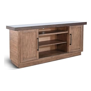 Benjara Ceny TV Media Entertainment Console- 78 Inch- 2 Cabinet Doors- Brown