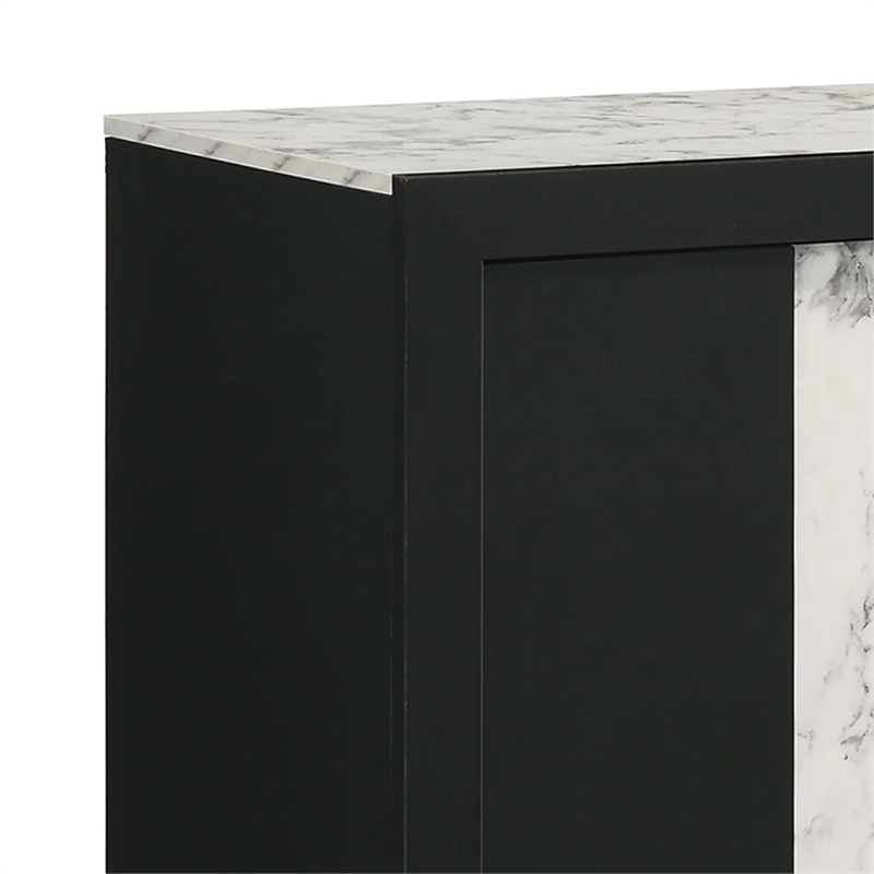 Benjara Amey TV Stand Media Cabinet- 2 Sliding Doors and 2 Shelves- Black Wood