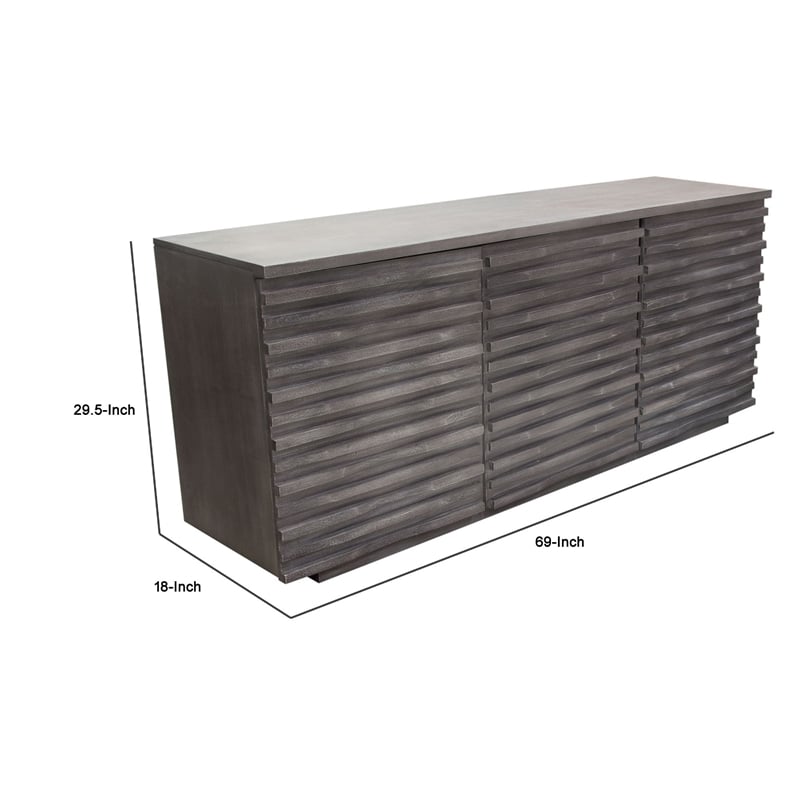 Benjara Tily Sideboard Buffet Cabinet w 3 Doors- 69