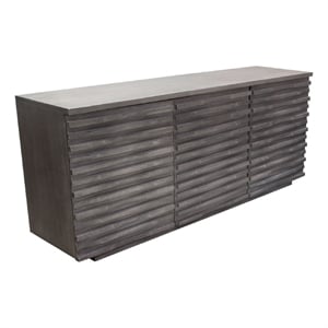 Benjara Tily Sideboard Buffet Cabinet w 3 Doors- 69&quot Smoke Gray Wood