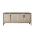 Benjara Pam Sideboard Buffet Cabinet 76 Inch- Natural Mango Wood w 4 Woven Doors