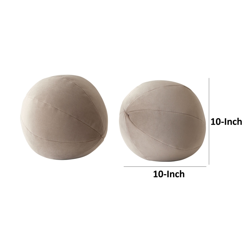 Benjara Hito Set of 2 Accent Pillows- Round Shape- Brown Velvet w Polyester Fill