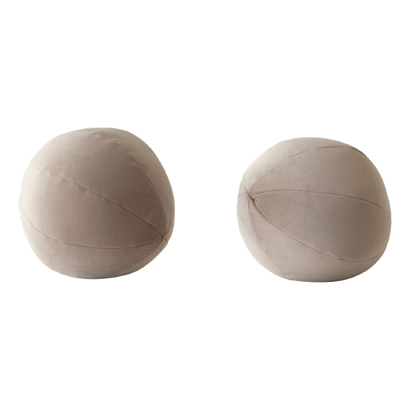 Benjara Hito Set of 2 Accent Pillows- Round Shape- Brown Velvet w Polyester Fill